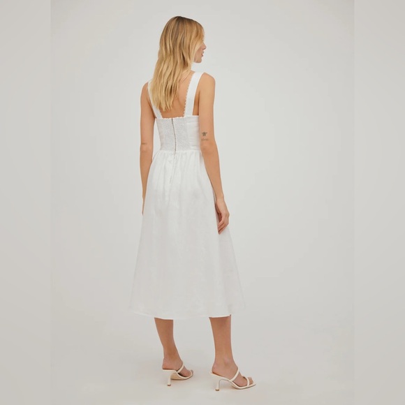 NEW REFORMATION white tagliatelle linen dress size 10 - Picture 5 of 15